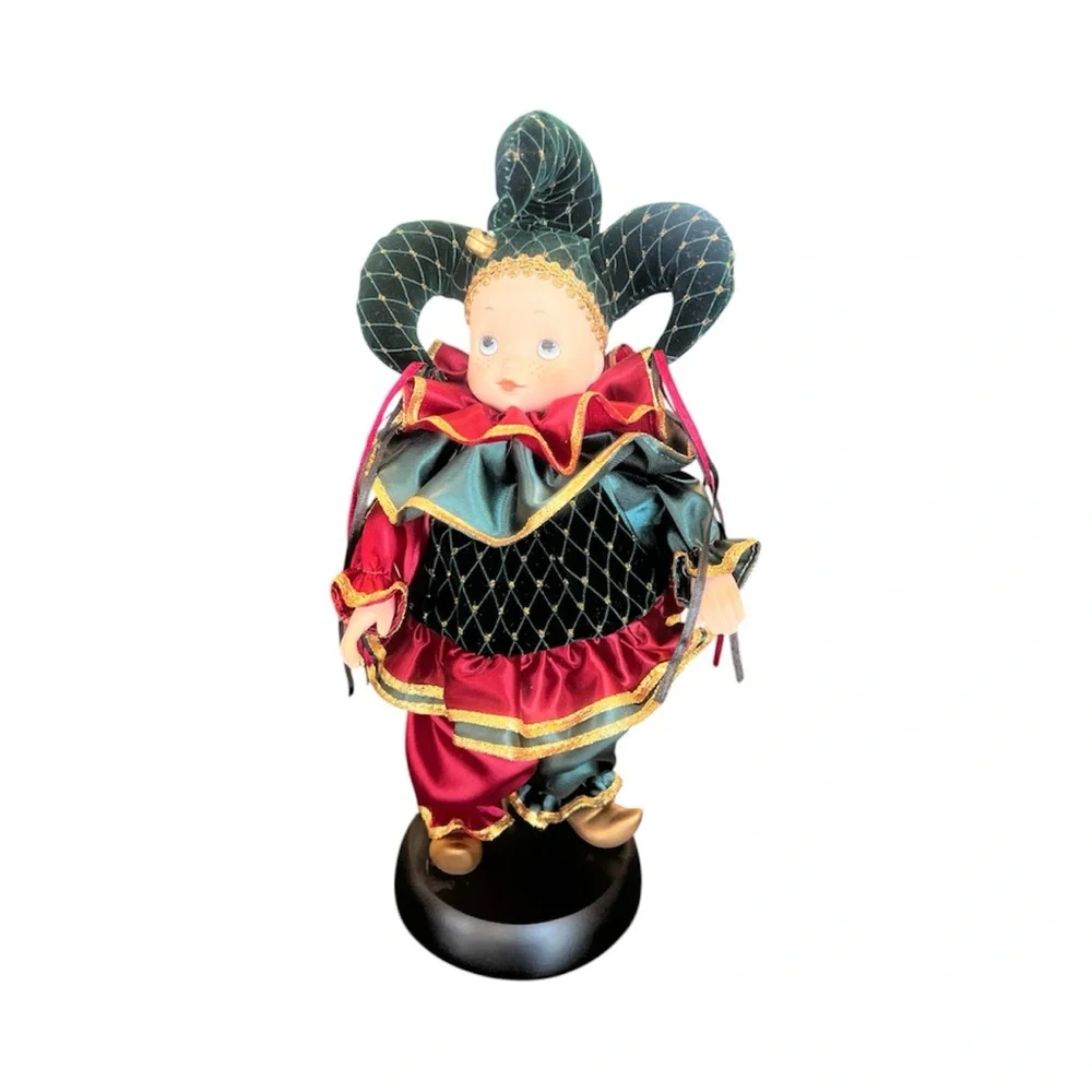 House of Lloyd Whimsical Holiday Jester Figurine in Red and Green